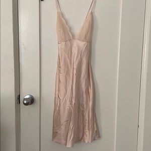 Light pink satin slip dress
